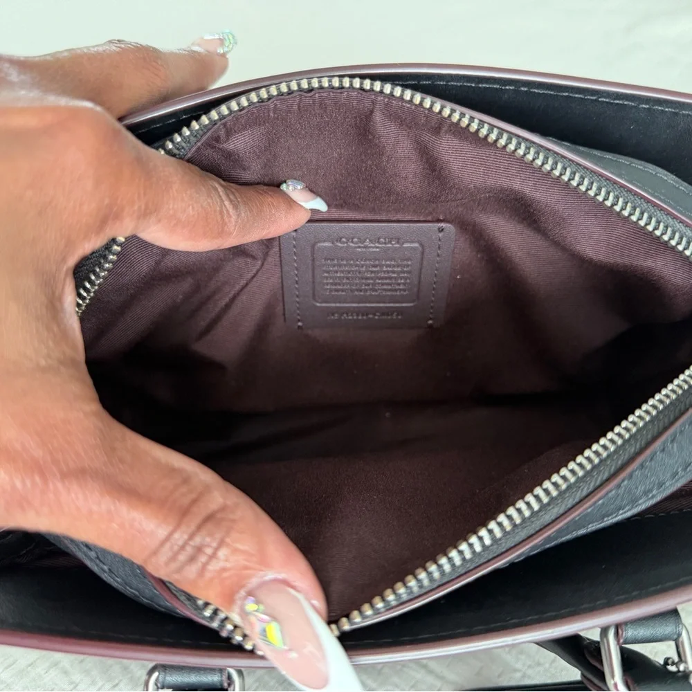 Coach Mini Darcie Carryall Black Embossed Satchel - Picture 8 of 8